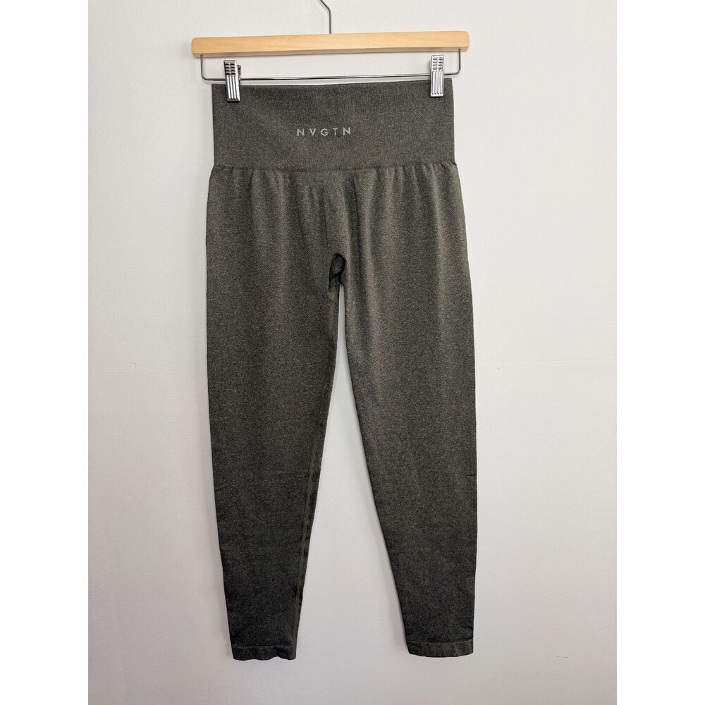 NVGTN Gray High Waist Seamless Leggings Womens Medium Gym Yoga Activewear - Picture 2 of 9